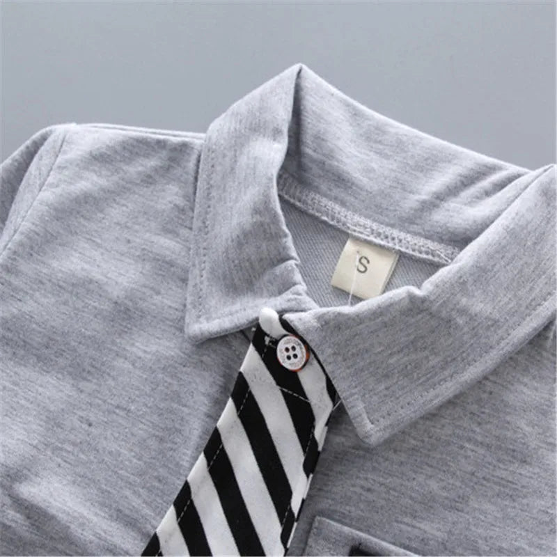 Boys' Shirt and Dress Outfit - New Spring Two-Piece Set for Small to Medium-Sized Toddlers