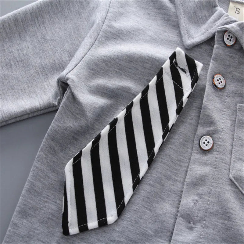 Boys' Shirt and Dress Outfit - New Spring Two-Piece Set for Small to Medium-Sized Toddlers