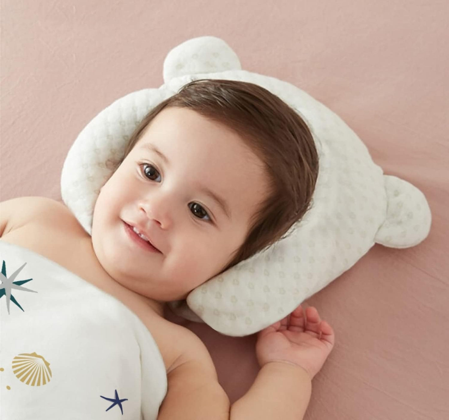 Anti-Flat Head Baby Pillow – Soft Cotton Latex Support for Newborns (0-1 Year)