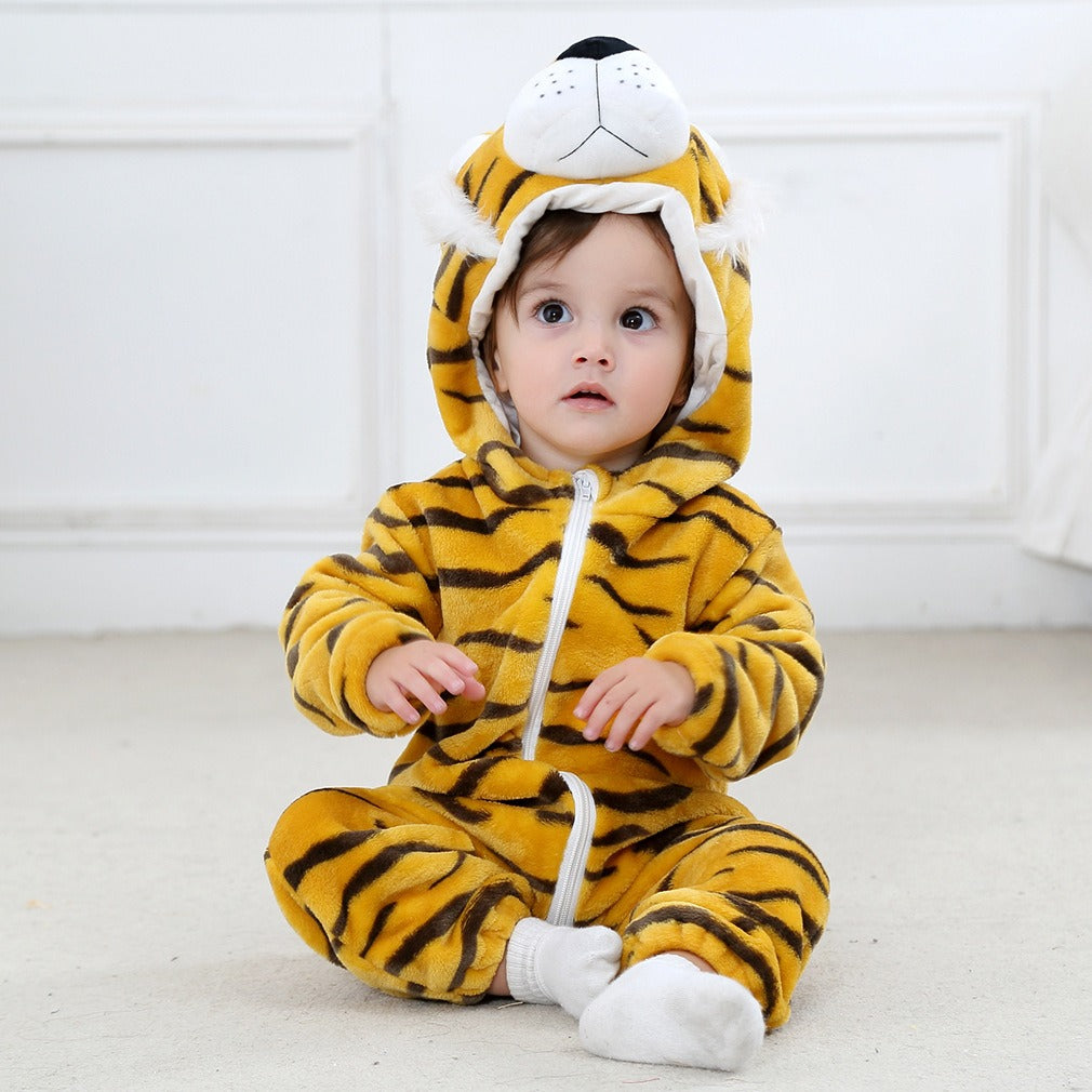 Leopard Print Baby Pajamas – Stylish Flannel Jumpsuit for Little Ones
