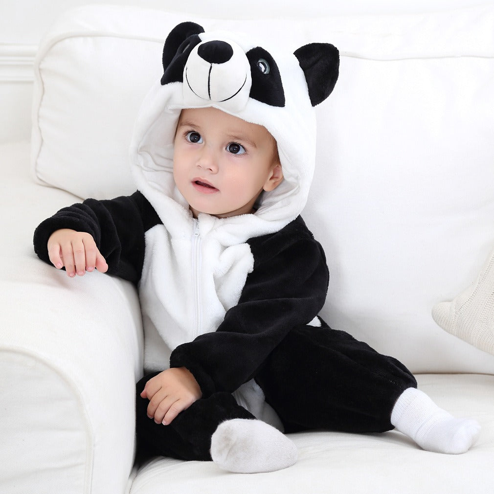 Charming Panda Design Baby Pajamas – Soft Flannel with Long Sleeves and Hoodie