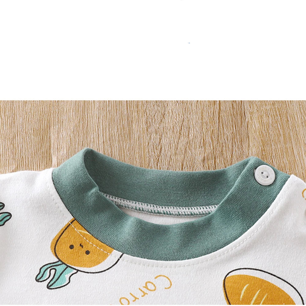 Boys & Girls Pajama Sets - Cartoon Print Long Sleeve T-Shirt Tops with Pants for Toddlers | Cute Spring & Autumn Sleeping Clothes