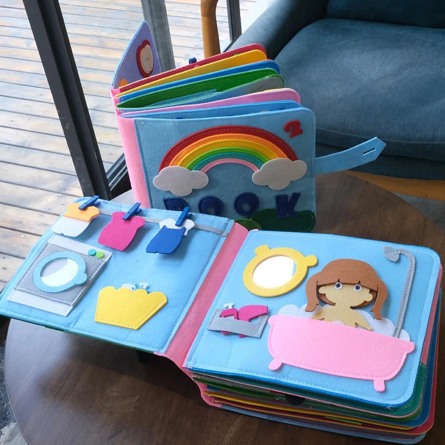 Felt Cloth 3D Early Education Book - Montessori Rainbow Teaching Aids for Kindergarten
