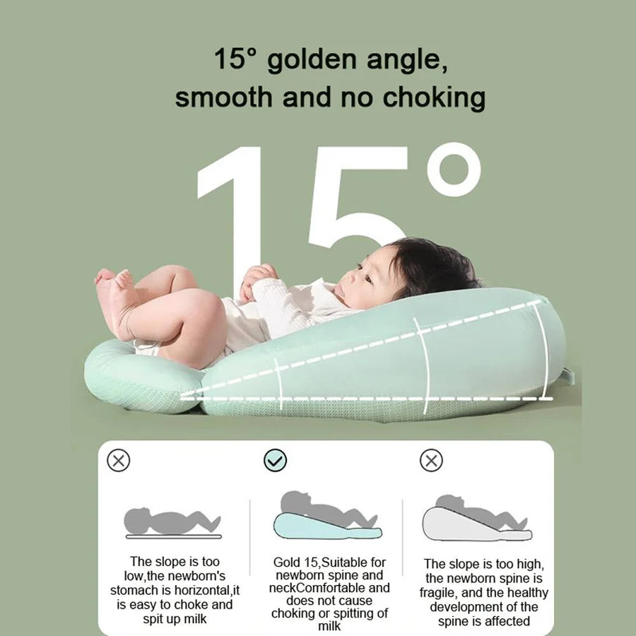 Ergonomic Baby Nursing Pillow – Angled Feeding Cushion with Anti-Reflux Support